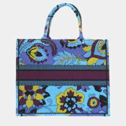 Dior Blue/Purple Canvas  Book Tote Large Tote Bag