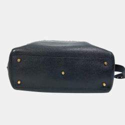 Dior Black  Leather Logo Studs Tote  Bag