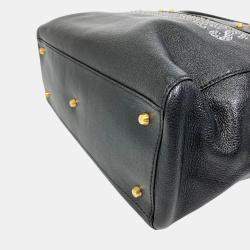 Dior Black  Leather Logo Studs Tote  Bag