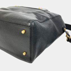 Dior Black  Leather Logo Studs Tote  Bag