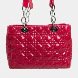 Pre Owned Dior Pink  Leather Lady Dior Tote Bag