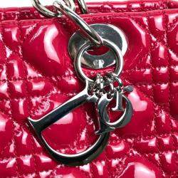 Pre Owned Dior Pink  Leather Lady Dior Tote Bag