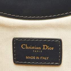 Pre Owned Dior Navy Blue Oblique Canvas and Leather Fold Over Clutch