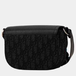 Pre Owned Dior Black Canvas Leather Trotter Saddle Shoulder Bag
