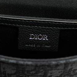 Pre Owned Dior Black Canvas Leather Trotter Saddle Shoulder Bag
