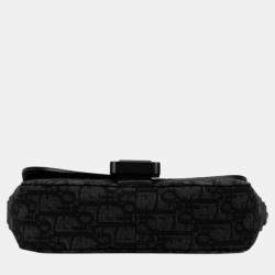 Pre Owned Dior Black Canvas Leather Trotter Saddle Shoulder Bag