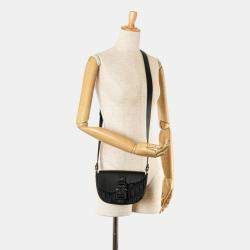 Pre Owned Dior Black Canvas Leather Trotter Saddle Shoulder Bag