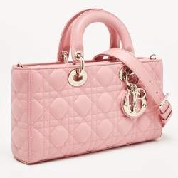 Pre Owned Dior Pink Cannage Leather Medium Lady D-Joy Tote