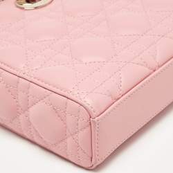 Pre Owned Dior Pink Cannage Leather Medium Lady D-Joy Tote