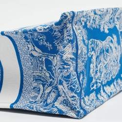 Dior Blue/White Embroidered Toile de Jouy Canvas Medium Book Tote 