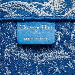 Dior Blue/White Embroidered Toile de Jouy Canvas Medium Book Tote 