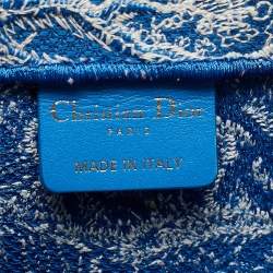 Dior Blue/White Embroidered Toile de Jouy Canvas Medium Book Tote 