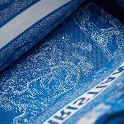 Dior Blue/White Embroidered Toile de Jouy Canvas Medium Book Tote 