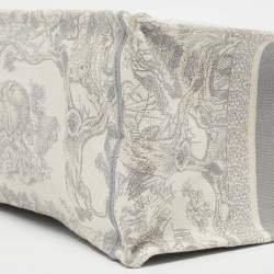 Dior Grey/White Embroidered Toile de Jouy Canvas Medium Book Tote 