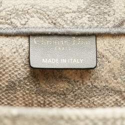 Dior Grey/White Embroidered Toile de Jouy Canvas Medium Book Tote 