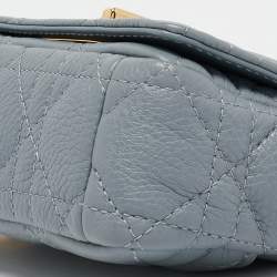 Pre Owned Dior Blue Cannage Leather Micro Caro Crossbody Bag