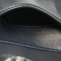 Pre Owned Dior Navy Blue Oblique Canvas and Leather Saddle Wallet