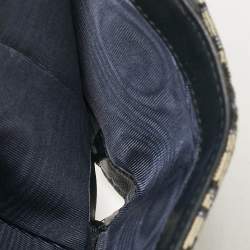 Pre Owned Dior Navy Blue Oblique Canvas and Leather Saddle Wallet