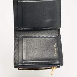 Pre Owned Dior Navy Blue Oblique Canvas and Leather Saddle Wallet