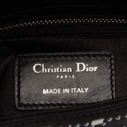 Pre Owned Dior Black Rhinestone Cannage Satin Mini Lady Dior Tote