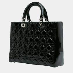 Dior Black Large Patent Cannage Lady Dior