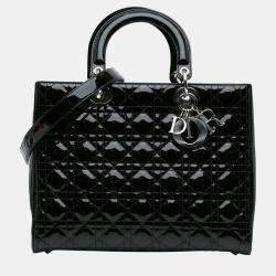 Dior Black Large Patent Cannage Lady Dior