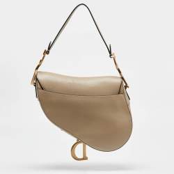 Pre Owned Dior Beige Leather Saddle Bag
