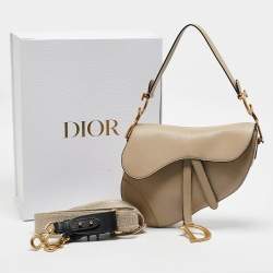 Pre Owned Dior Beige Leather Saddle Bag