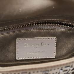 Pre Owned Dior Grey Cannage Satin Mini Beads Lady Dior Tote
