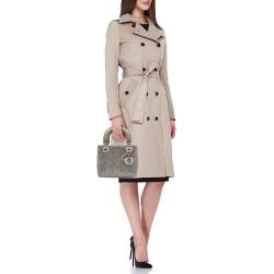 Pre Owned Dior Grey Cannage Satin Mini Beads Lady Dior Tote