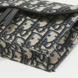 Dior Navy Blue Oblique Canvas and Leather Saddle Pouch Belt Bag