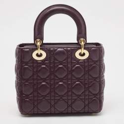 Pre Owned Dior Purple Cannage Leather Small Lady Dior My ABCDior Bag