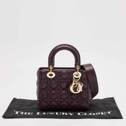 Pre Owned Dior Purple Cannage Leather Small Lady Dior My ABCDior Bag