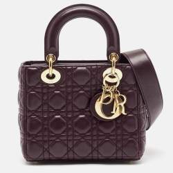 Pre Owned Dior Purple Cannage Leather Small Lady Dior My ABCDior Bag