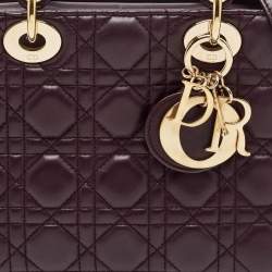 Pre Owned Dior Purple Cannage Leather Small Lady Dior My ABCDior Bag