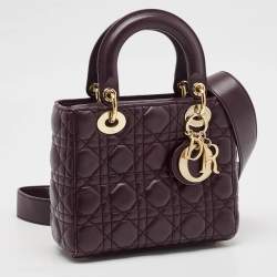 Pre Owned Dior Purple Cannage Leather Small Lady Dior My ABCDior Bag