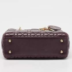 Pre Owned Dior Purple Cannage Leather Small Lady Dior My ABCDior Bag