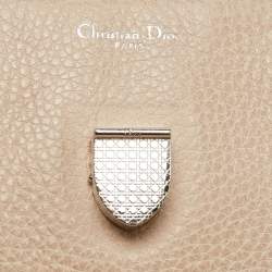 Pre Owned Dior Two Tone Beige Leather Large Diorever Top Handle Bag