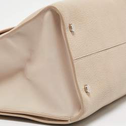 Pre Owned Dior Two Tone Beige Leather Large Diorever Top Handle Bag