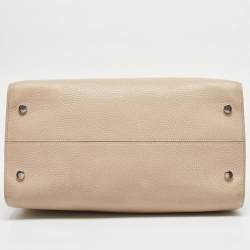 Pre Owned Dior Two Tone Beige Leather Large Diorever Top Handle Bag