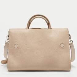 Pre Owned Dior Two Tone Beige Leather Large Diorever Top Handle Bag