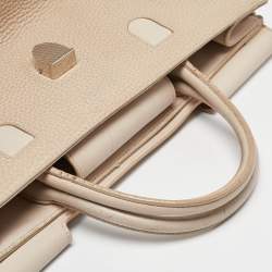 Pre Owned Dior Two Tone Beige Leather Large Diorever Top Handle Bag