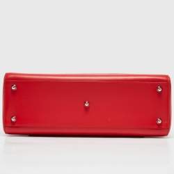 Dior Red Leather Large Lady Dior Pocket Tote