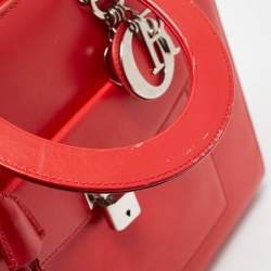 Dior Red Leather Large Lady Dior Pocket Tote