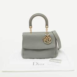 Pre Owned Dior Grey Leather Small Be Dior Top Handle Bag
