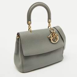 Pre Owned Dior Grey Leather Small Be Dior Top Handle Bag