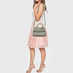 Pre Owned Dior Grey Leather Small Be Dior Top Handle Bag
