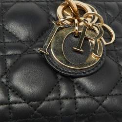 Pre Owned Dior Black Cannage Leather Micro Lady D-Joy Bag