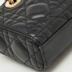 Pre Owned Dior Black Cannage Leather Micro Lady D-Joy Bag