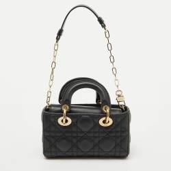Pre Owned Dior Black Cannage Leather Micro Lady D-Joy Bag